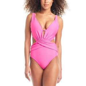 Bar III Women Draped Monokini Swimsuit Candy Kiss Size S